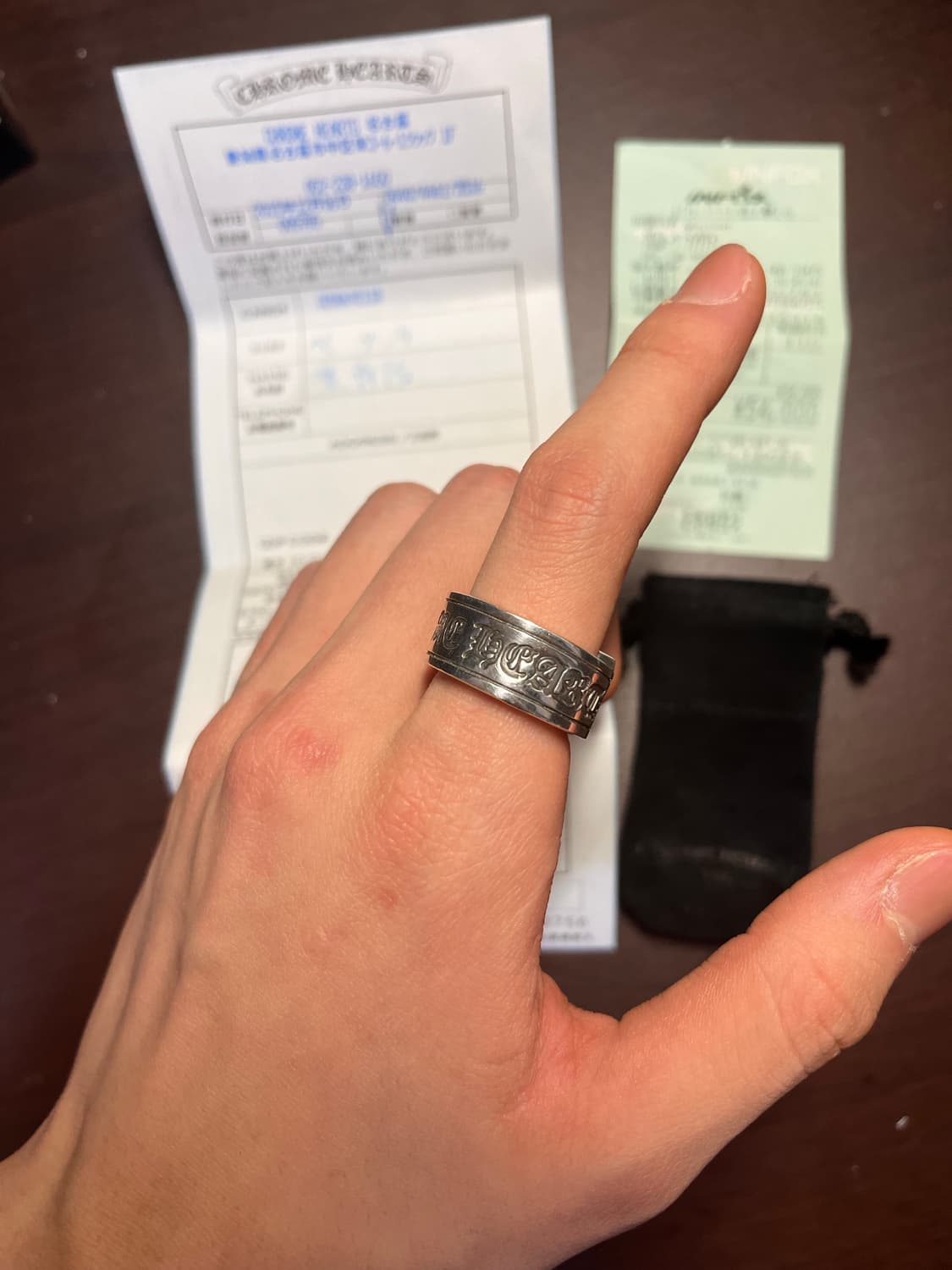 크롬하츠 스크롤 라벨 링 라지 23호(황금사이즈) 상품이미지1