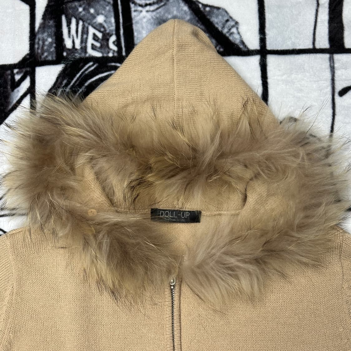 일본 Y2K 갸루 울프죠 니트 후드집업 상품이미지2