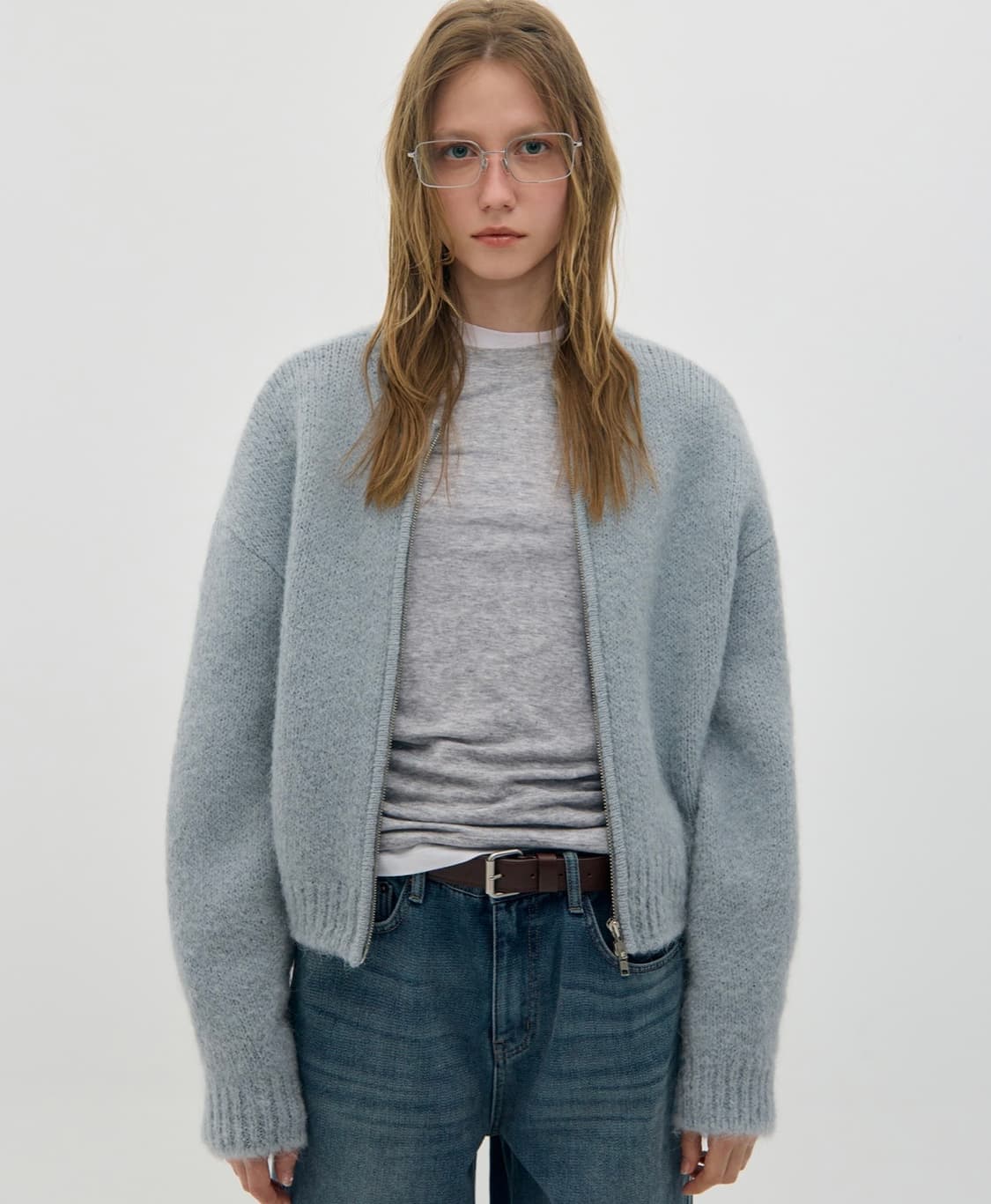 로우클래식 로클 알파카 니트 집업 상품이미지1