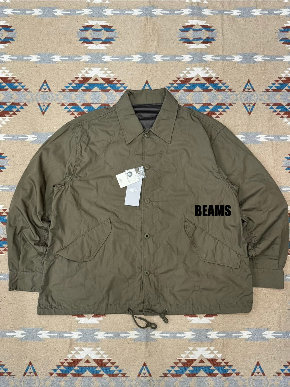 [M][100] 빔즈 B/D 퀼팅 블루종 카키  상품이미지1