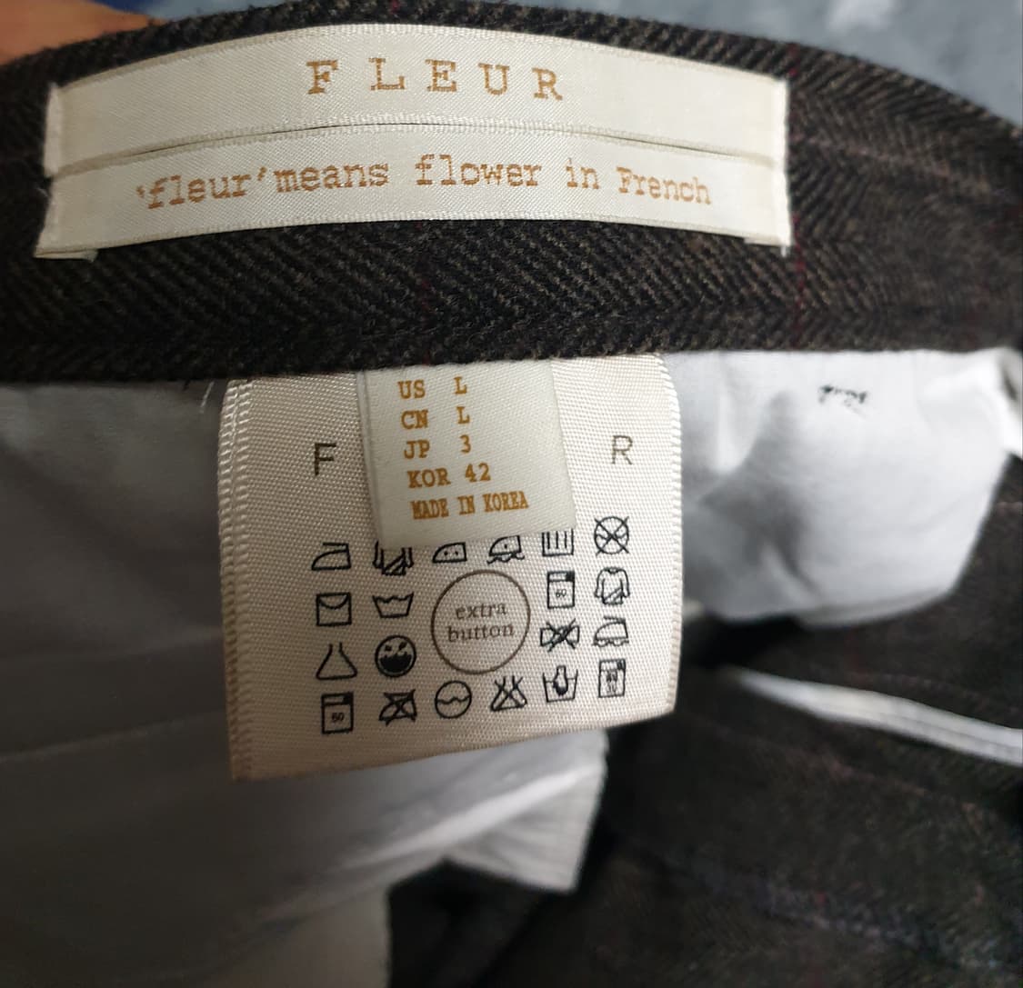 FLEUR 스트라이프 모직 슬랙스 다크브라운 (34) 상품이미지4