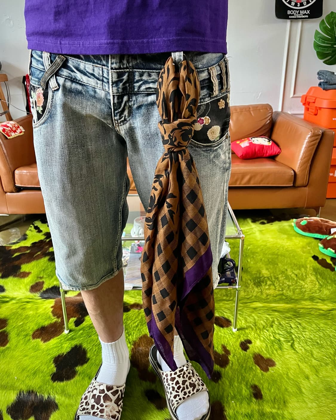 Jpn Vintage Rose Patten Wool Scarf 상품이미지3