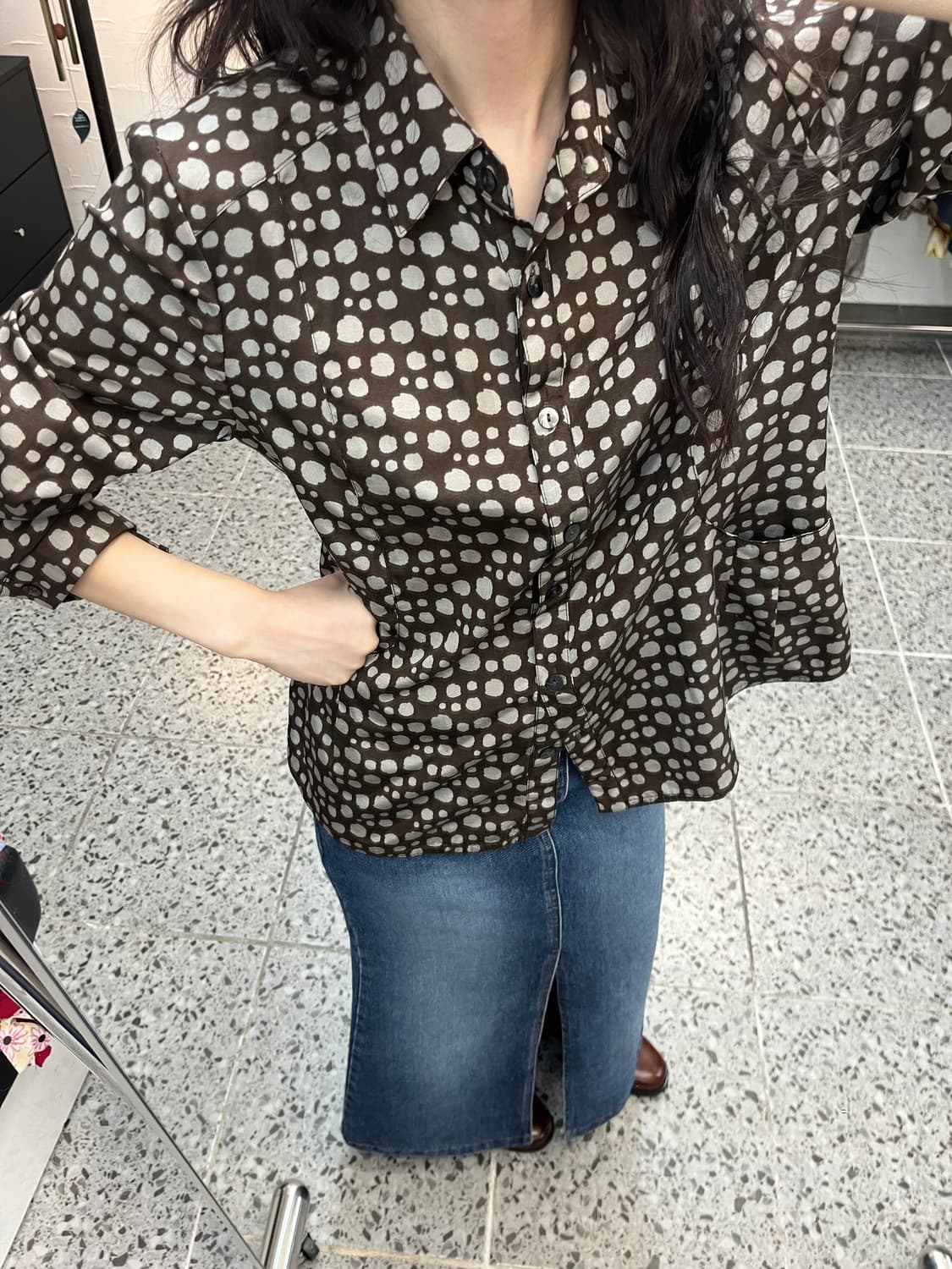 Brown dot overfit jacket 상품이미지3