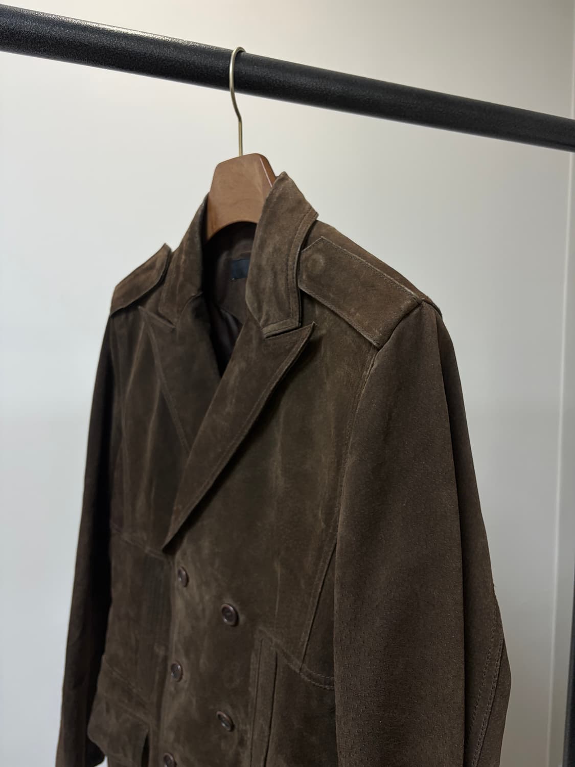 (L) eloq 엘록 돈피 브라운 스웨이드 더블 견장 자켓 상품이미지3