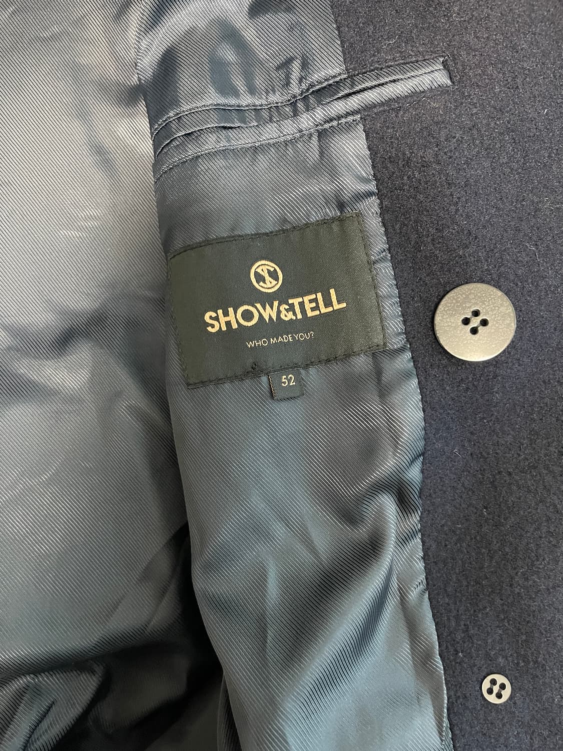 쇼앤텔 Show & Tell 남성 더블 울 코트 네이비 피코트 상품이미지4