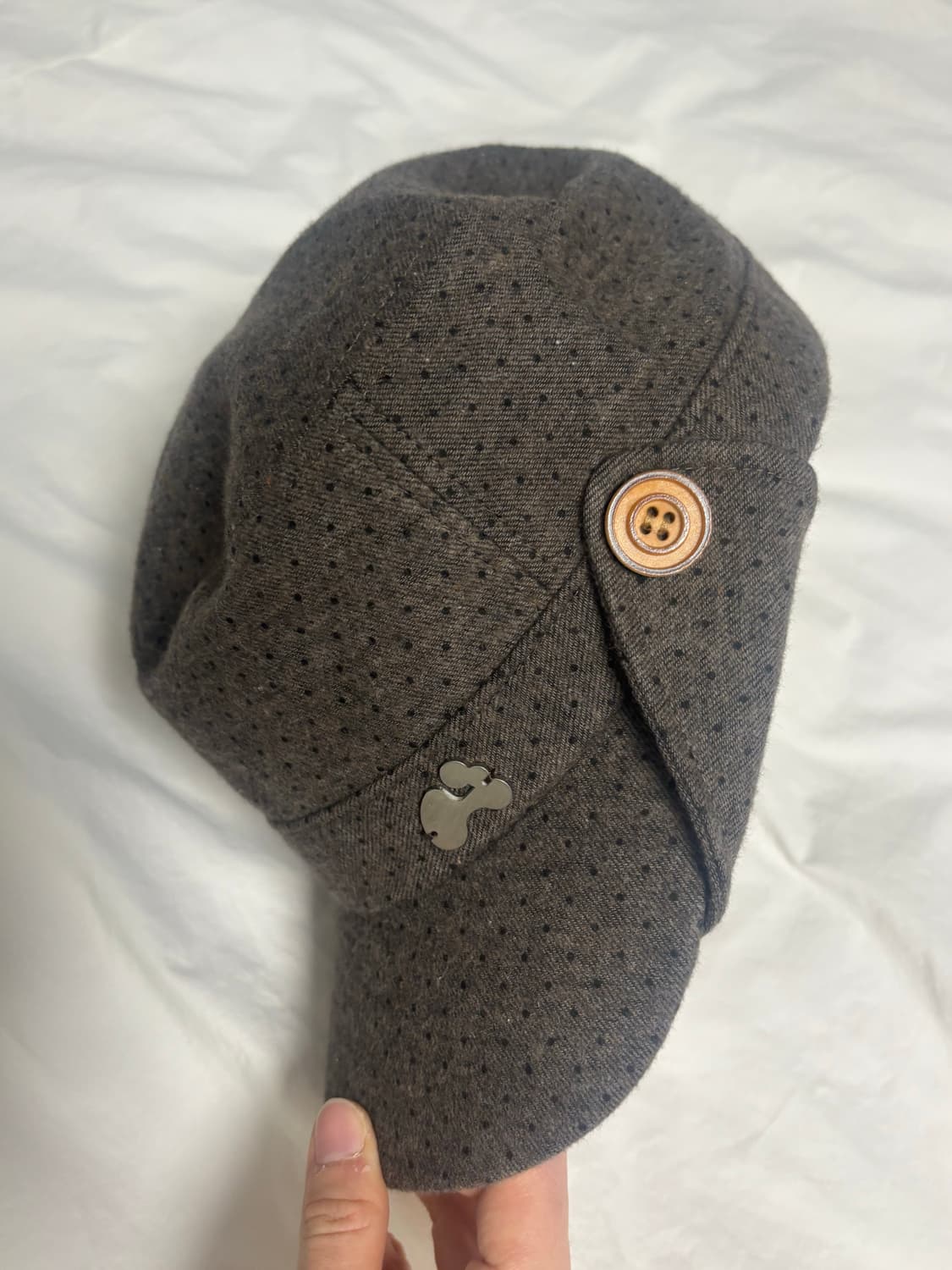 허그유어스킨) 도트 버튼 플랩 캡 (브라운) 상품이미지5