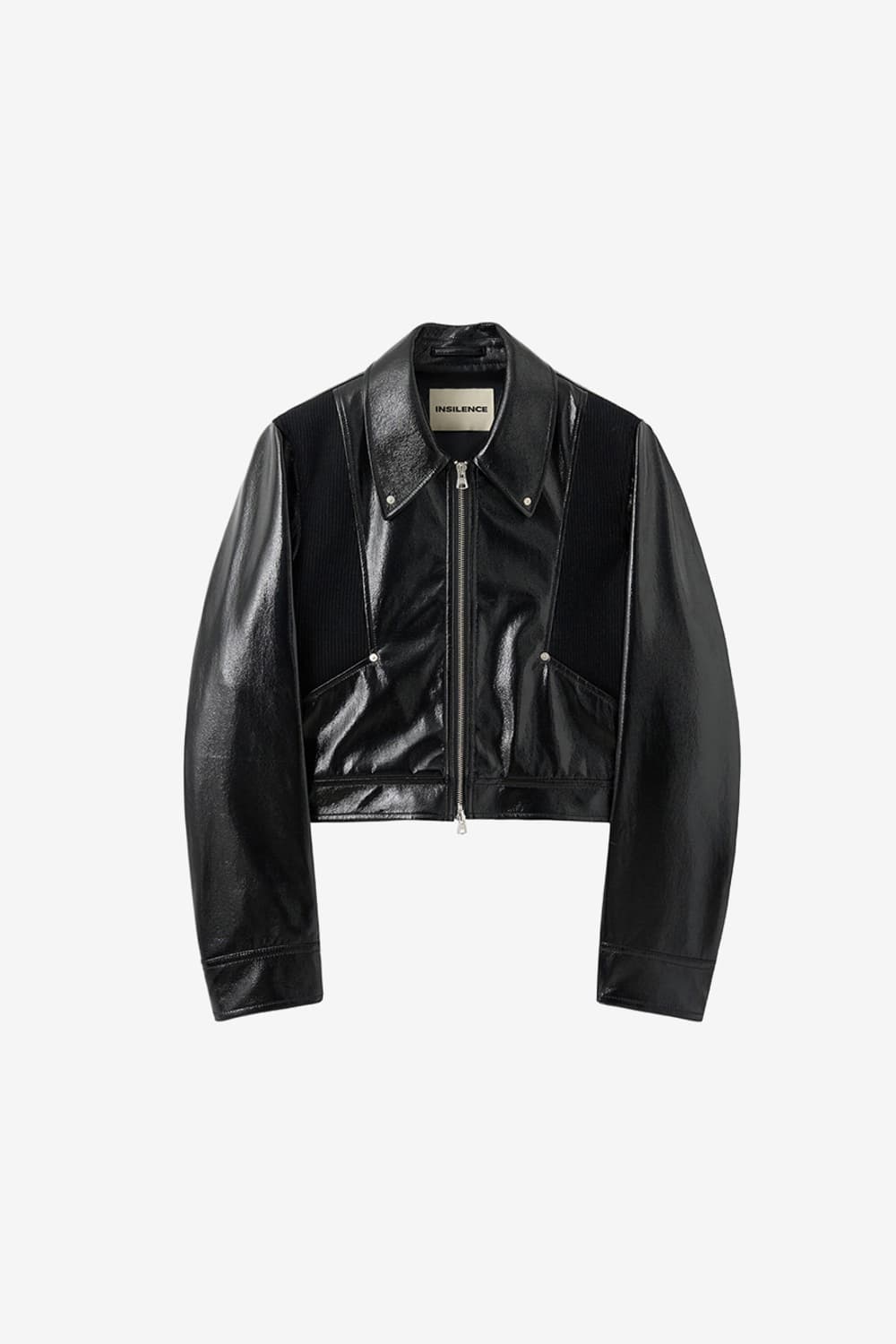 인사일런스 패널드 비건 레더 점퍼 BLACK 상품이미지2