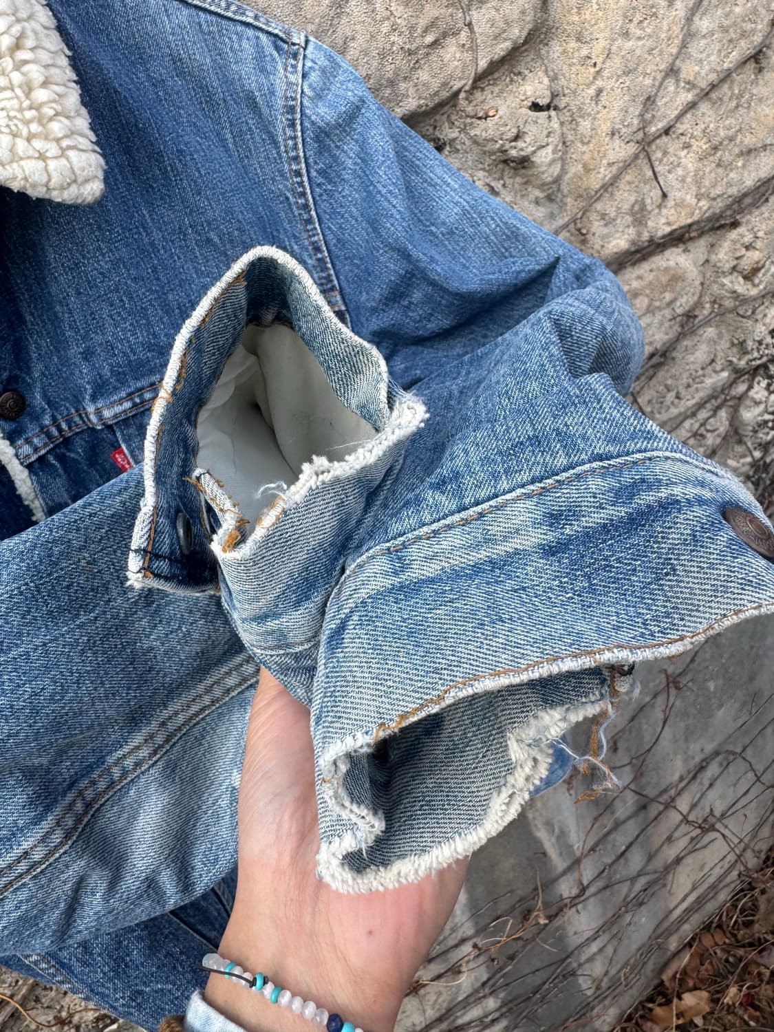 70s 리바이스 빈티지 레드탭 쉐르파 안감 데님 트러커 자켓 웨스턴 상품이미지6