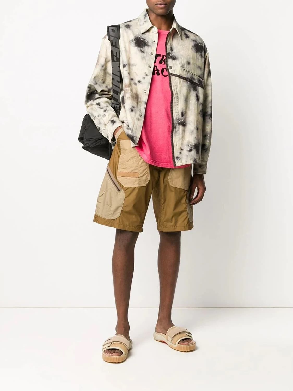 어콜드월 X 디젤 콜라보 태그사틴 프린트 트윌 오버셔츠자켓 브라운 L 상품이미지3