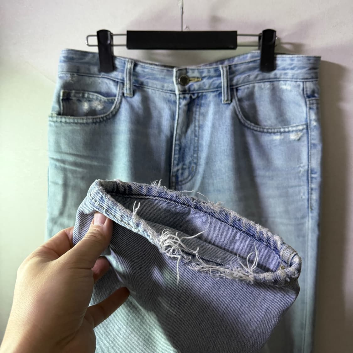 솔리드옴므 가죽패치 남성 연청 데님팬츠 48 (32정도) 상품이미지8