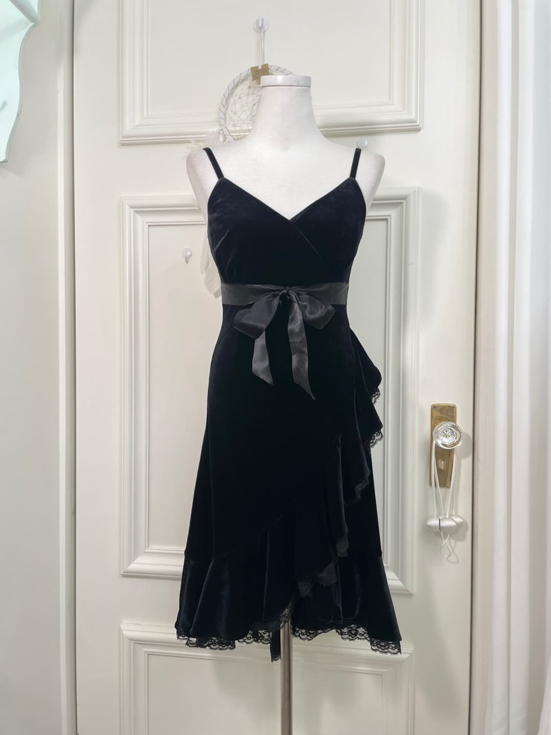 black velvet lace ruffle bow point opc 상품이미지1