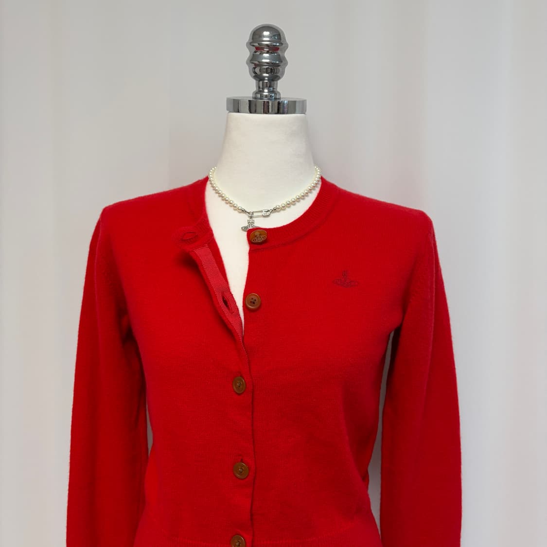 신상 비비안웨스트우드 베이직 울 가디건-레드 상품이미지8