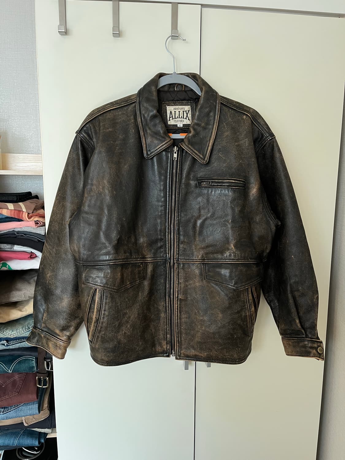 80s 90s 에이징 소가죽 자켓 상품이미지1