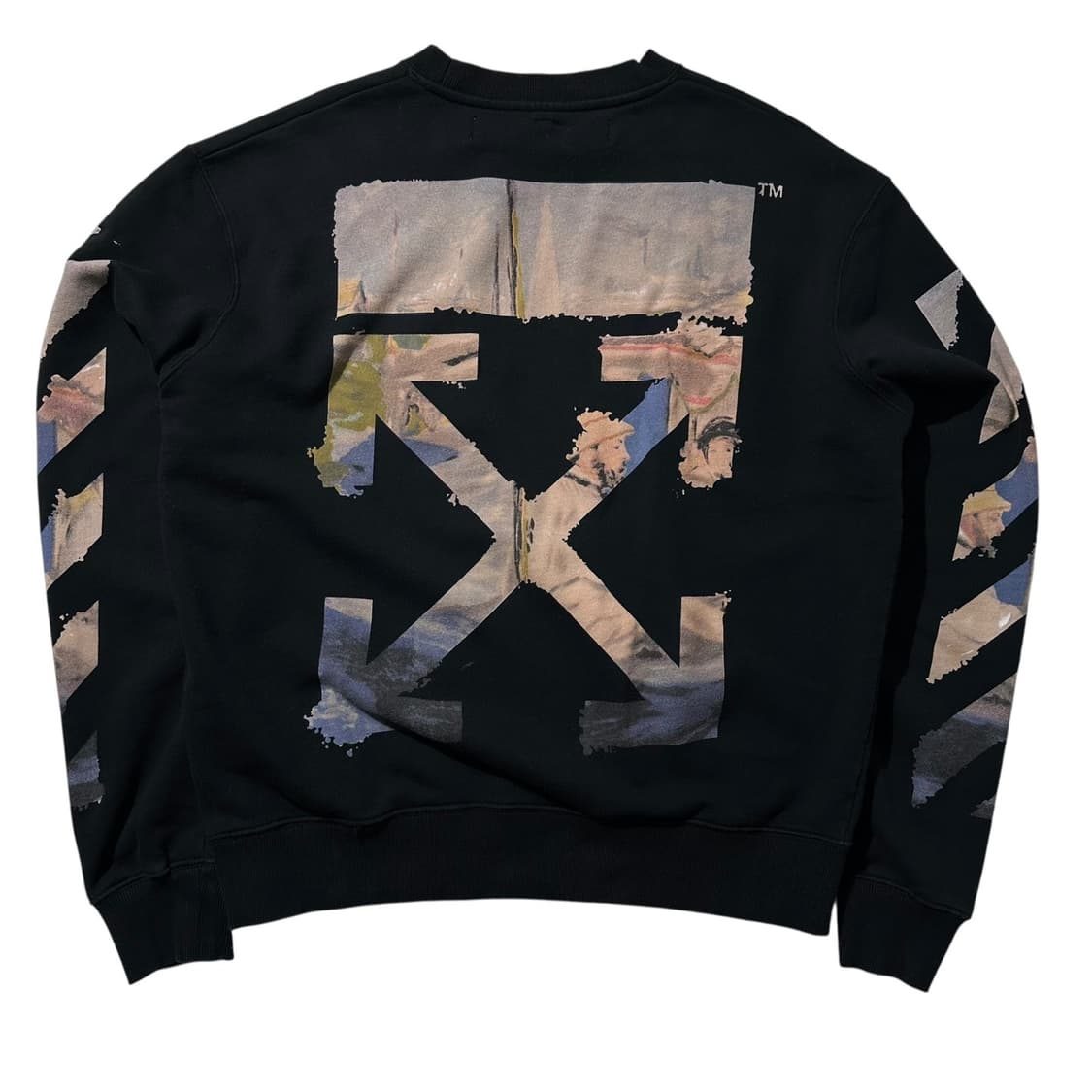 오프화이트 유화 애로우 맨투맨 블랙 상품이미지1