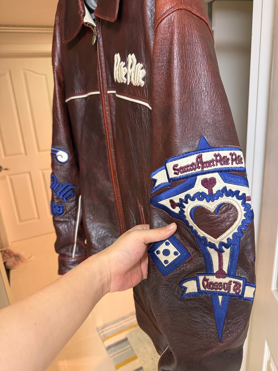 44 펠레펠레 빈티지 브라운 가죽자켓 상품이미지3