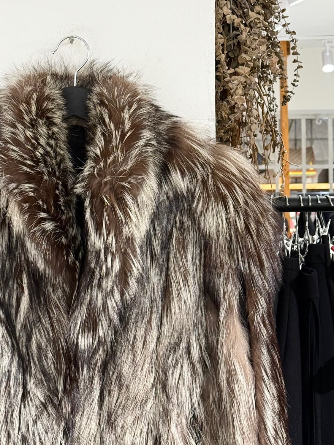 빈티지 실버 브라운 믹스 롱헤어 퍼 자켓 상품이미지3