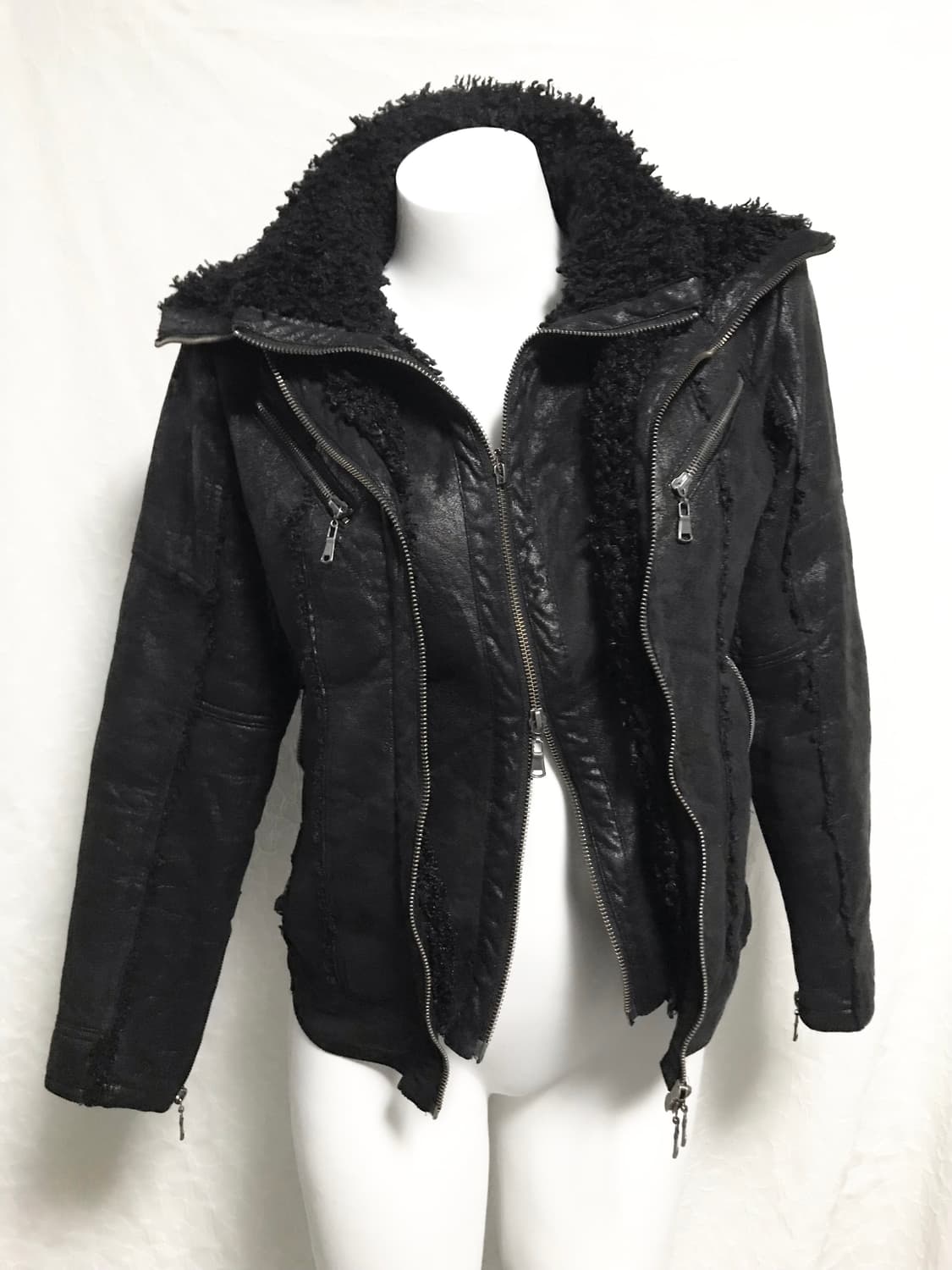 택포•빈티지 xfrm vkei 펑크 시어링 더블 지퍼 무스탕 자켓 상품이미지2