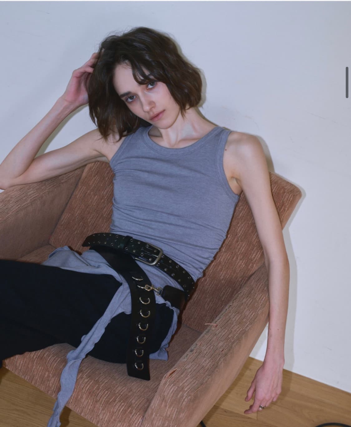 밀로우먼 러플 슬리브리스 탑 (블루그레이) 새상품 상품이미지2