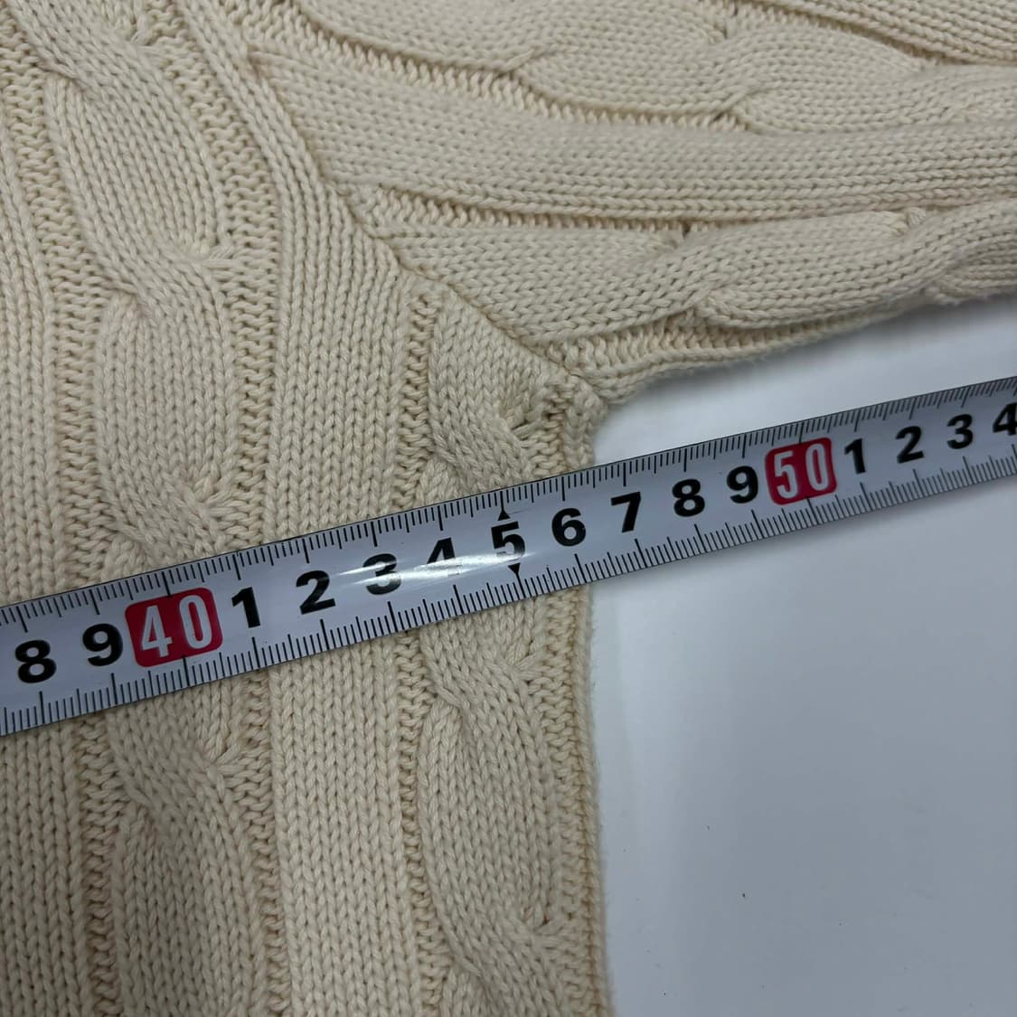 폴로 랄프로렌 아이보리 케이블 핀터깔 걸즈 브이넥 니트(M) 상품이미지6