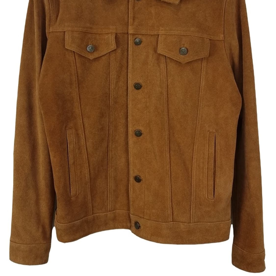 [도프제이슨] 리얼 카우 하이드 소가죽 스웨이드 트러커 자켓 M18707 상품이미지5