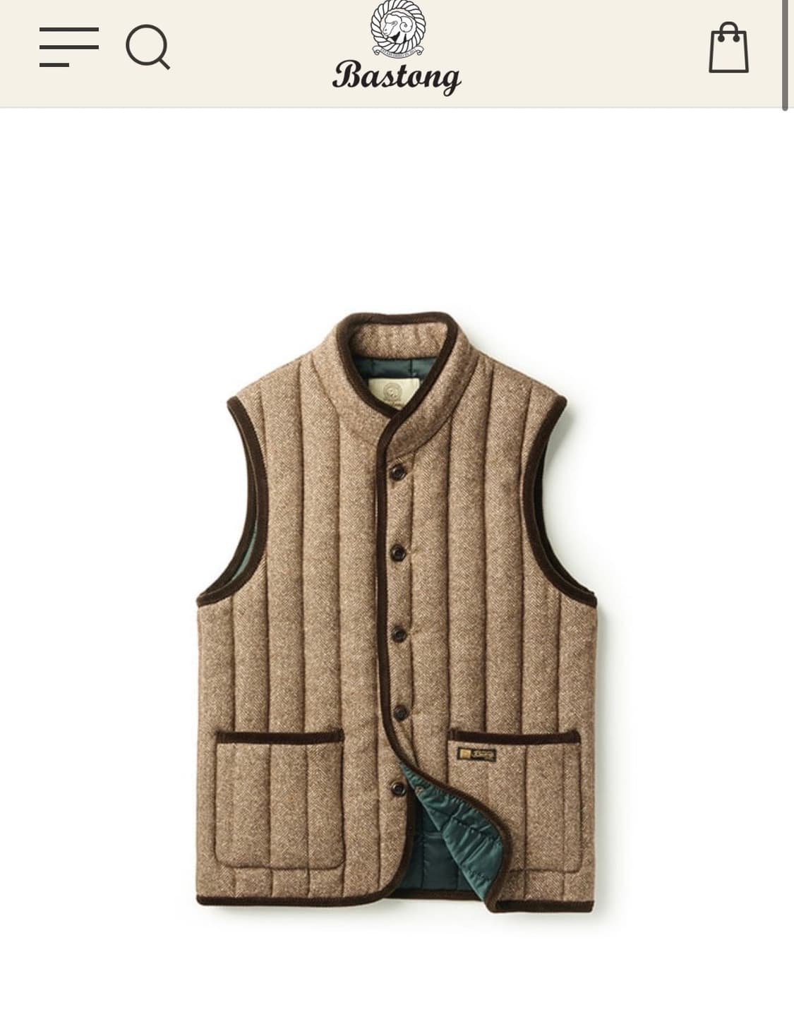바스통 187 브라운 헤링본 베스트 L(105-110) 상품이미지1