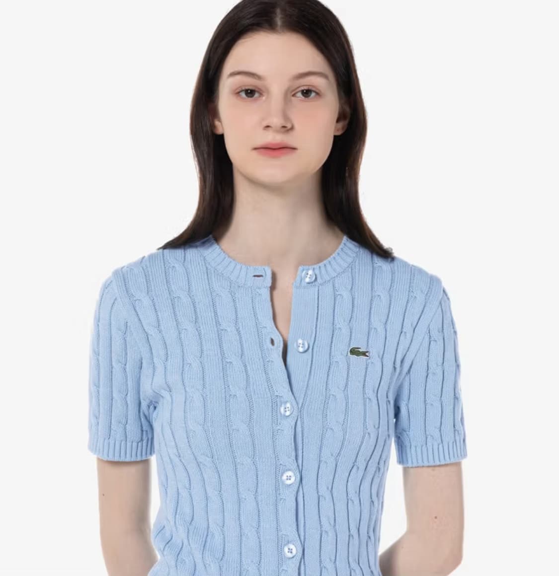 라코스테 스카이블루 소라 케이블 반팔 니트 가디건 90 상품이미지1
