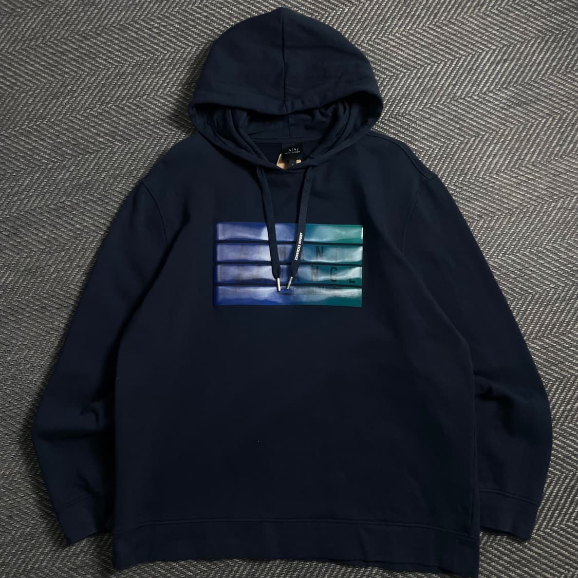 아르마니 익스체인지 빅로고 박시핏 후드 티셔츠 네이비o 4961 상품이미지1