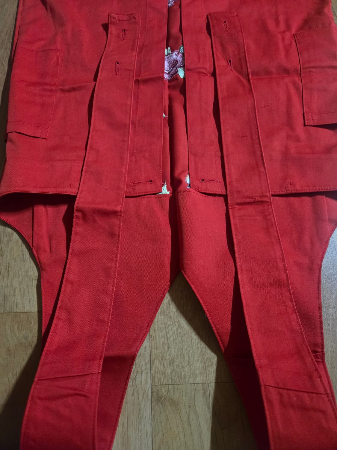 아시아나항공 승무원용 레드 꽃자수 앞치마 (새상품) 상품이미지4