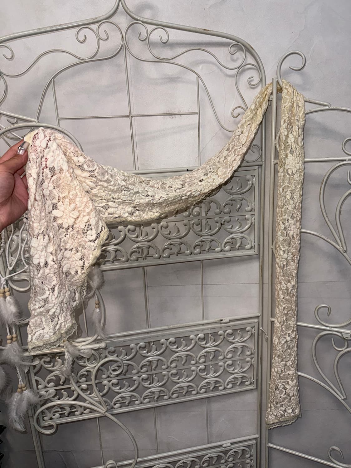 Ivory pink floral lace scarf 상품이미지1