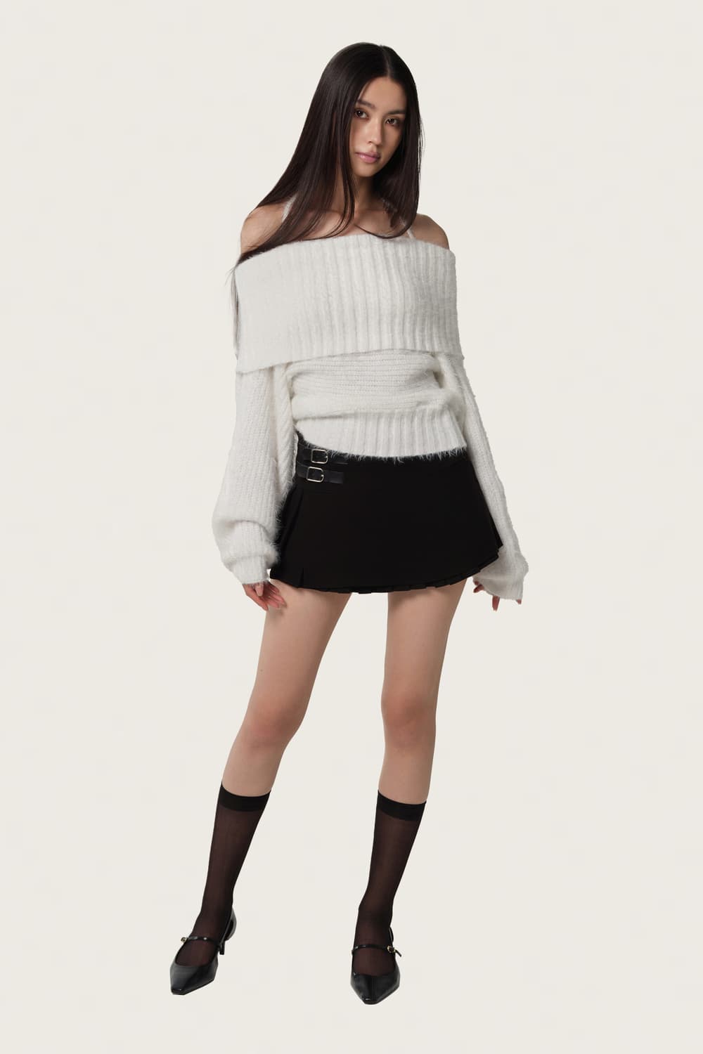 클리시어 팔레트 니트 화이트 오프숄더 상품이미지3