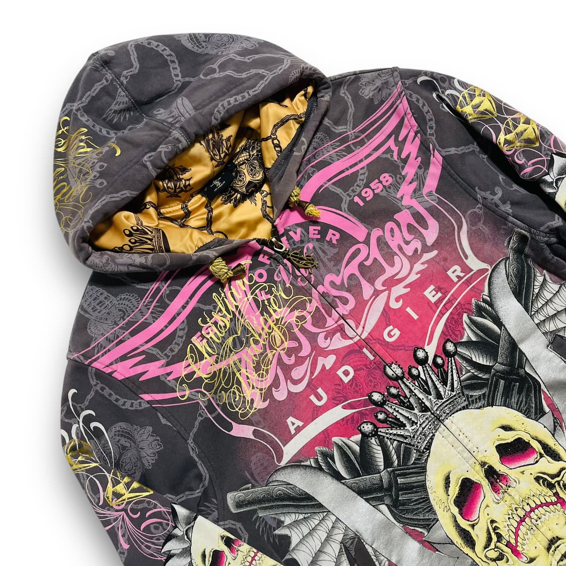 크리스찬 오디저 더블 건호크 스컬 스터드 후디 집업 상품이미지2