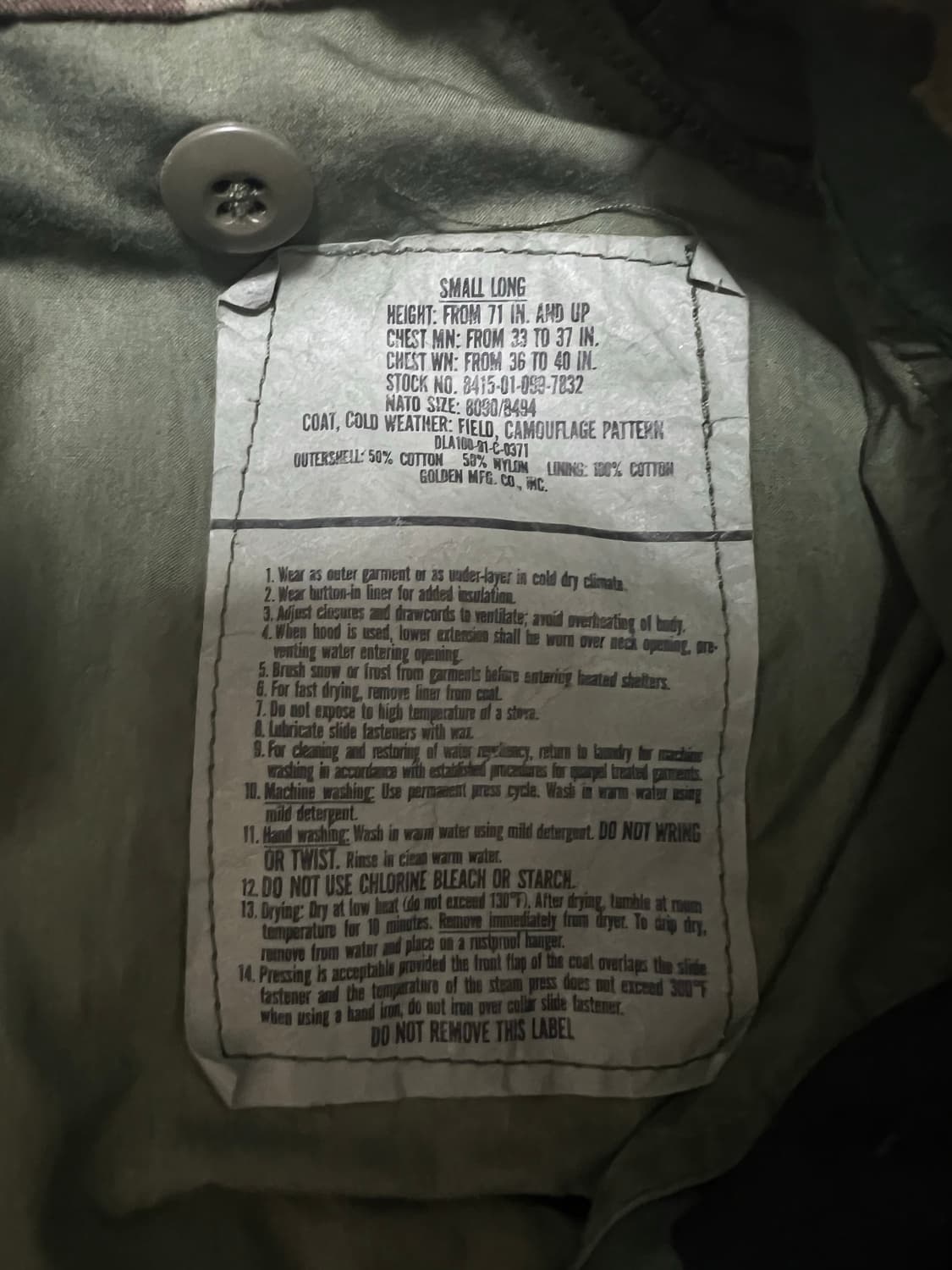 M65 우드랜드 카모 필드자켓 Small-Long 상품이미지4