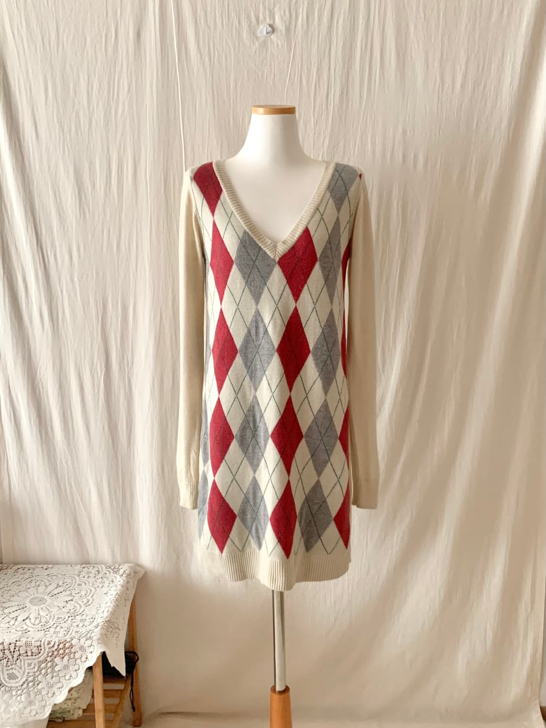 Heather 아가일 니트 원피스 상품이미지1