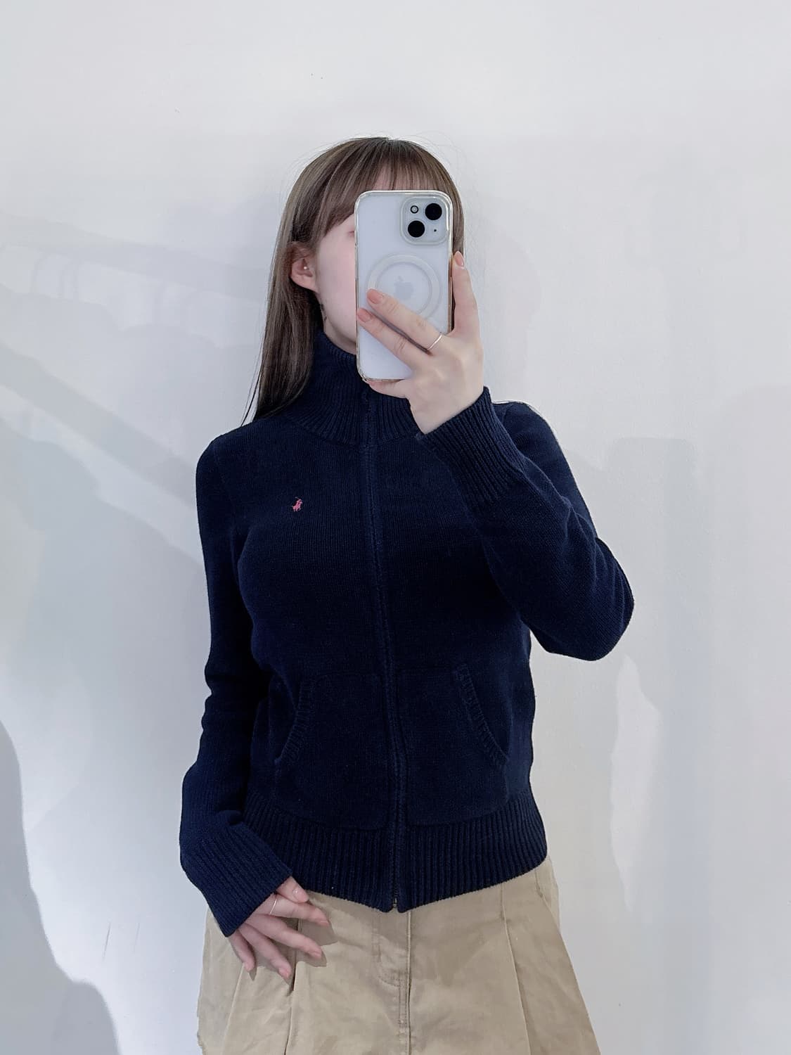 폴로랄프로렌 핑크포니 네이비 니트집업 상품이미지1