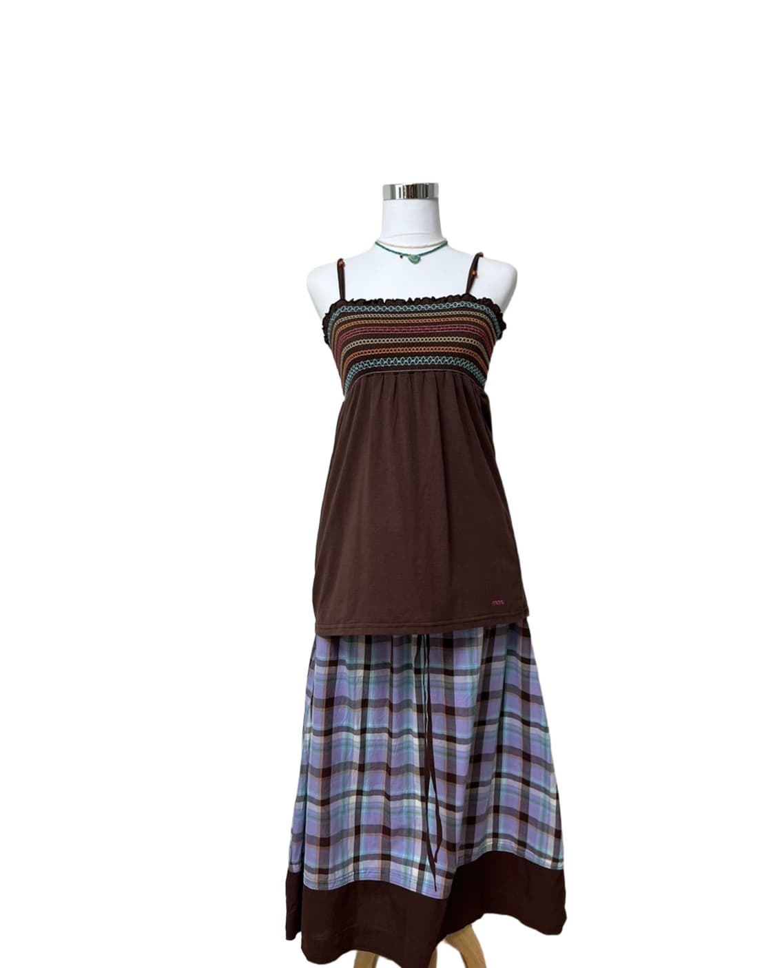 Banding purple check skirt 상품이미지4