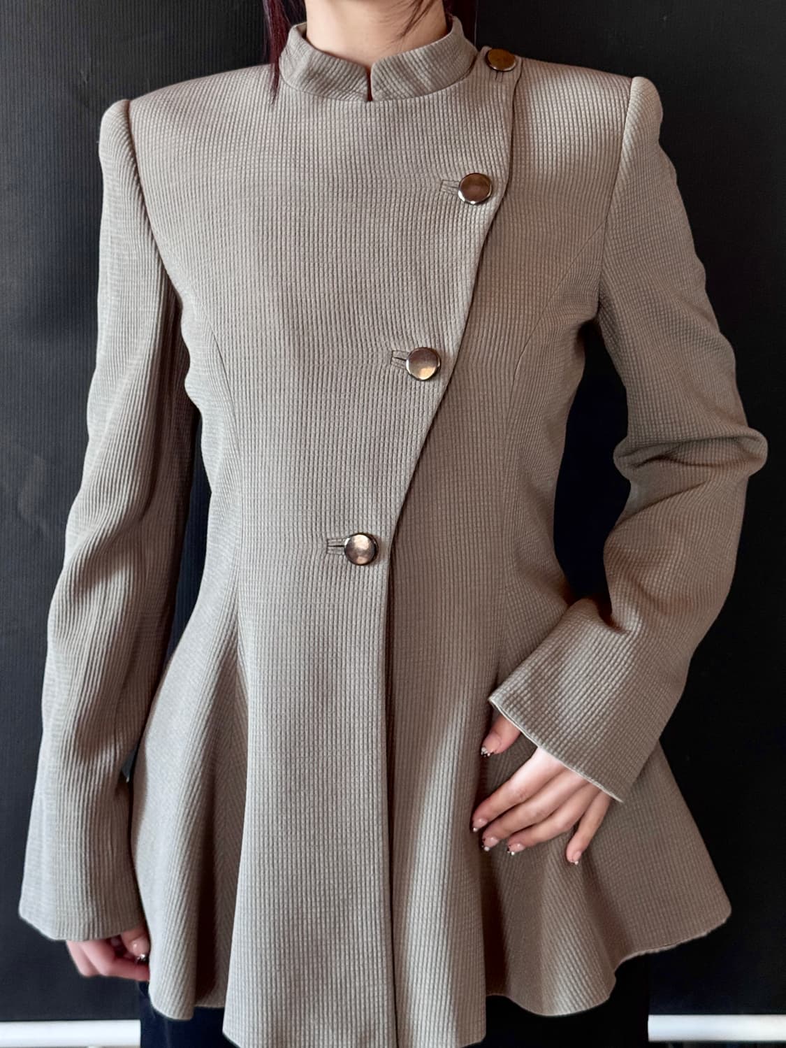 (아카이브)90s 조르지오 아르마니 비대칭 자켓 울 실크 아트피스 상품이미지3