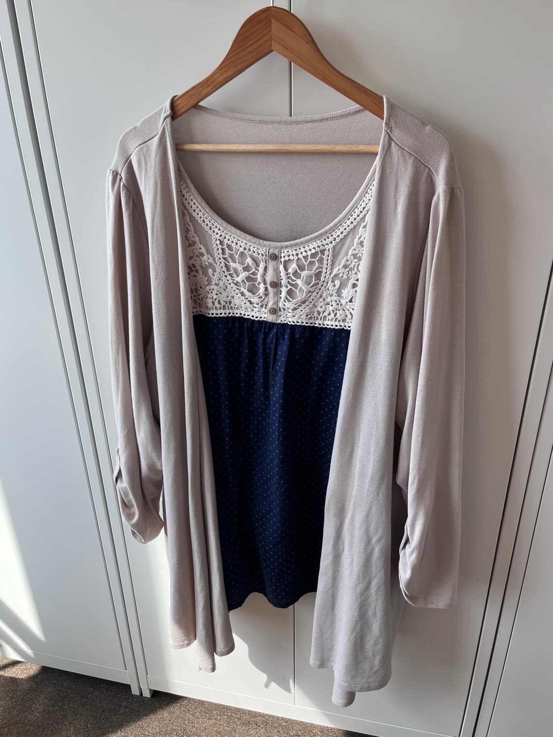 Vintage 도트 레이스 바선생 레이어드 원피스 상품이미지10