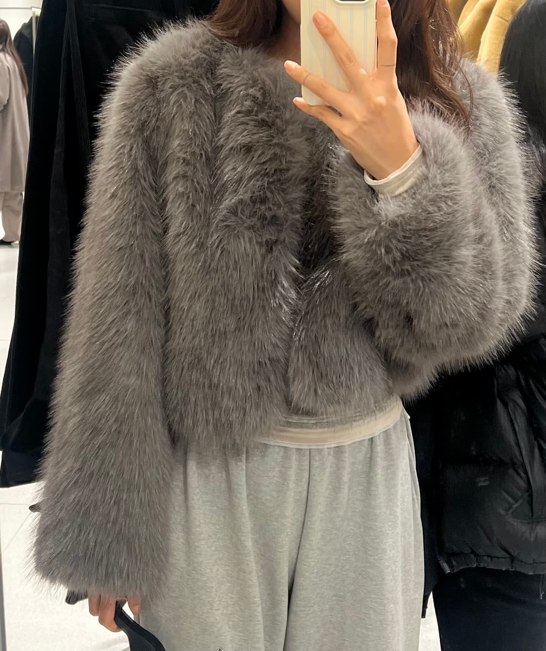 자라 노카라 퍼자켓 그레이 M 상품이미지3