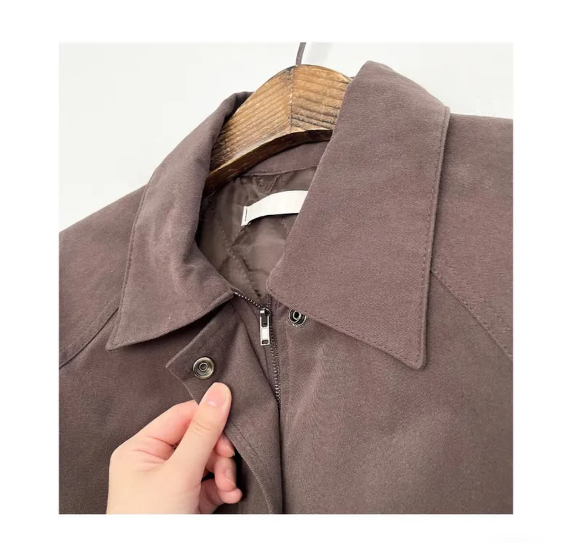 어텀 래글런 브라운 봄버 누빔점퍼 자켓 상품이미지5