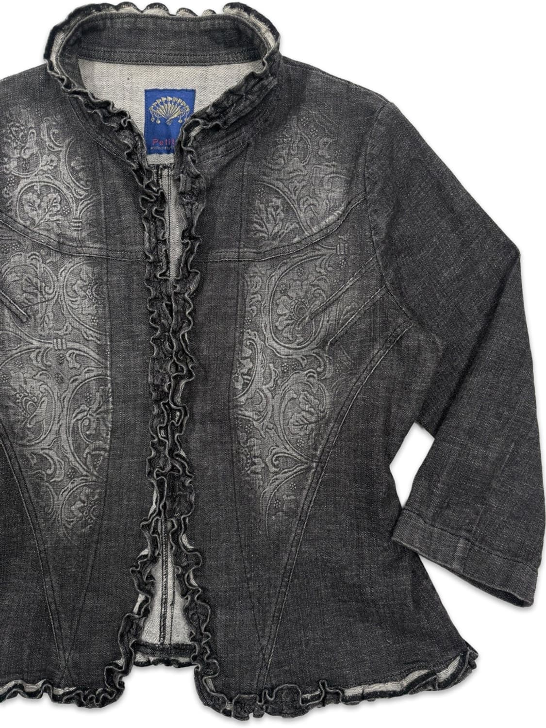 빈티지 블랙 프릴 오리엔탈 레터링 라인 자켓 상품이미지2