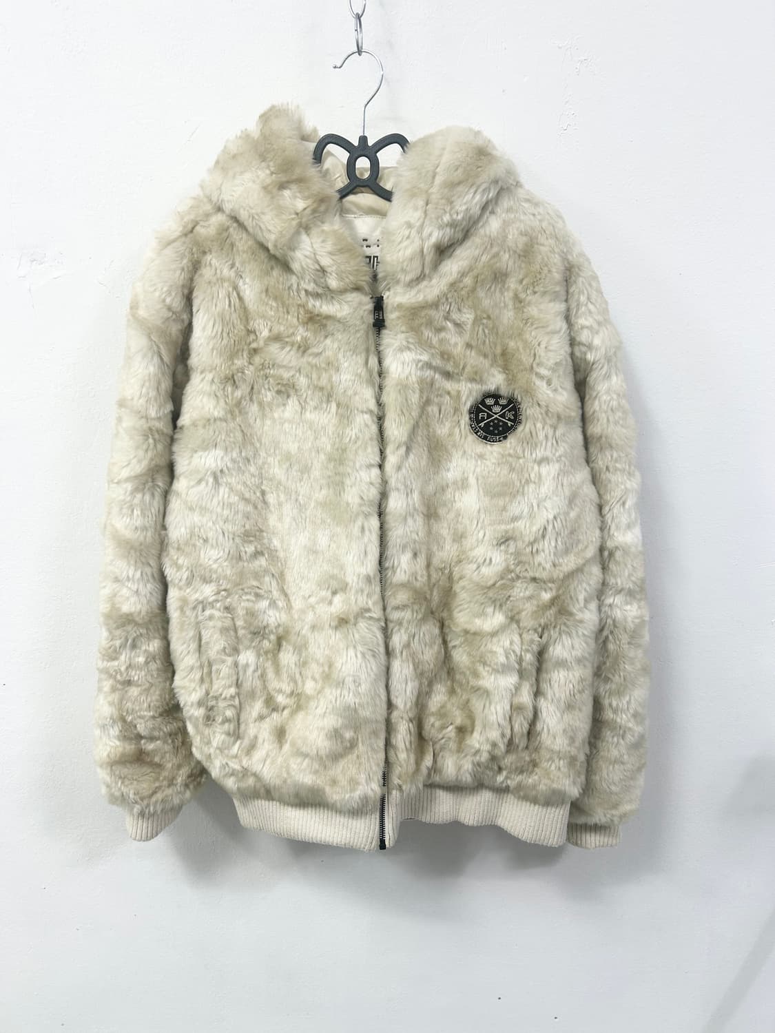 [RUSS-K] 갸루 베이지 퍼 후드집업 상품이미지4