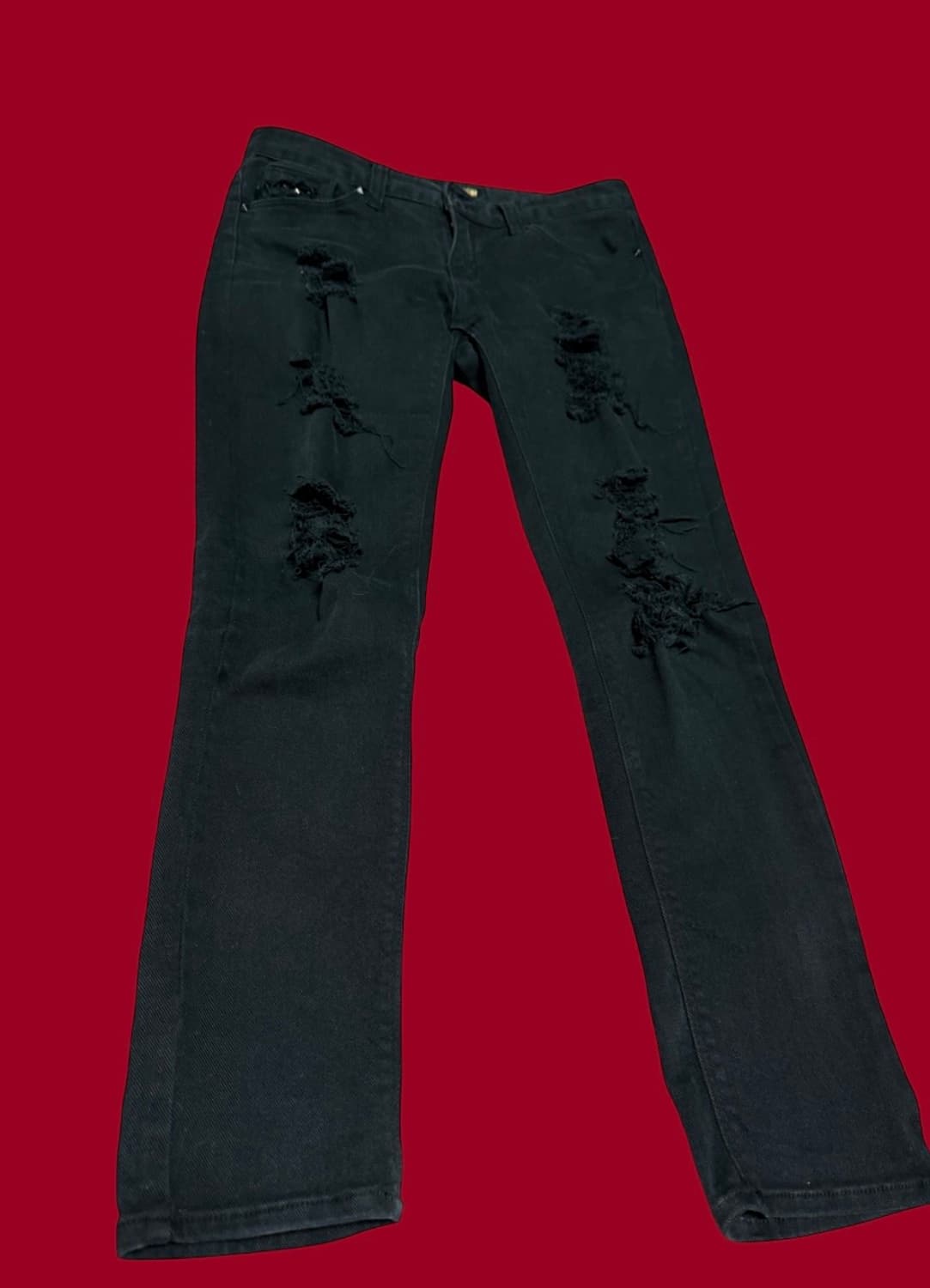 대미지 스키니진 블랙 상품이미지2