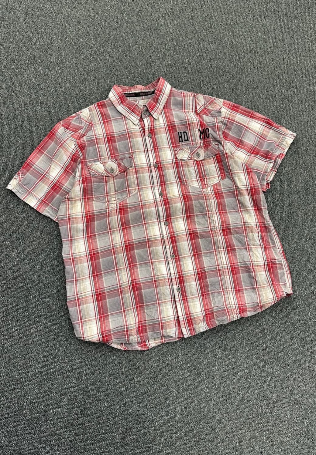 [2XL] 할리데이비슨 체크패턴 반팔 셔츠 상품이미지1