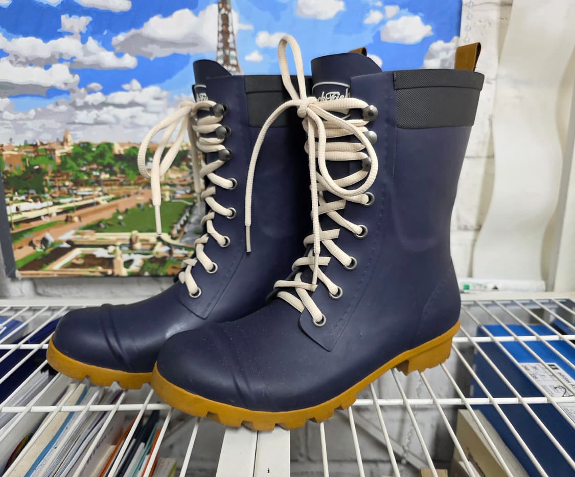 락피쉬 여성 숏 레인부츠 235 레이스업 네이비 LB81 상품이미지1