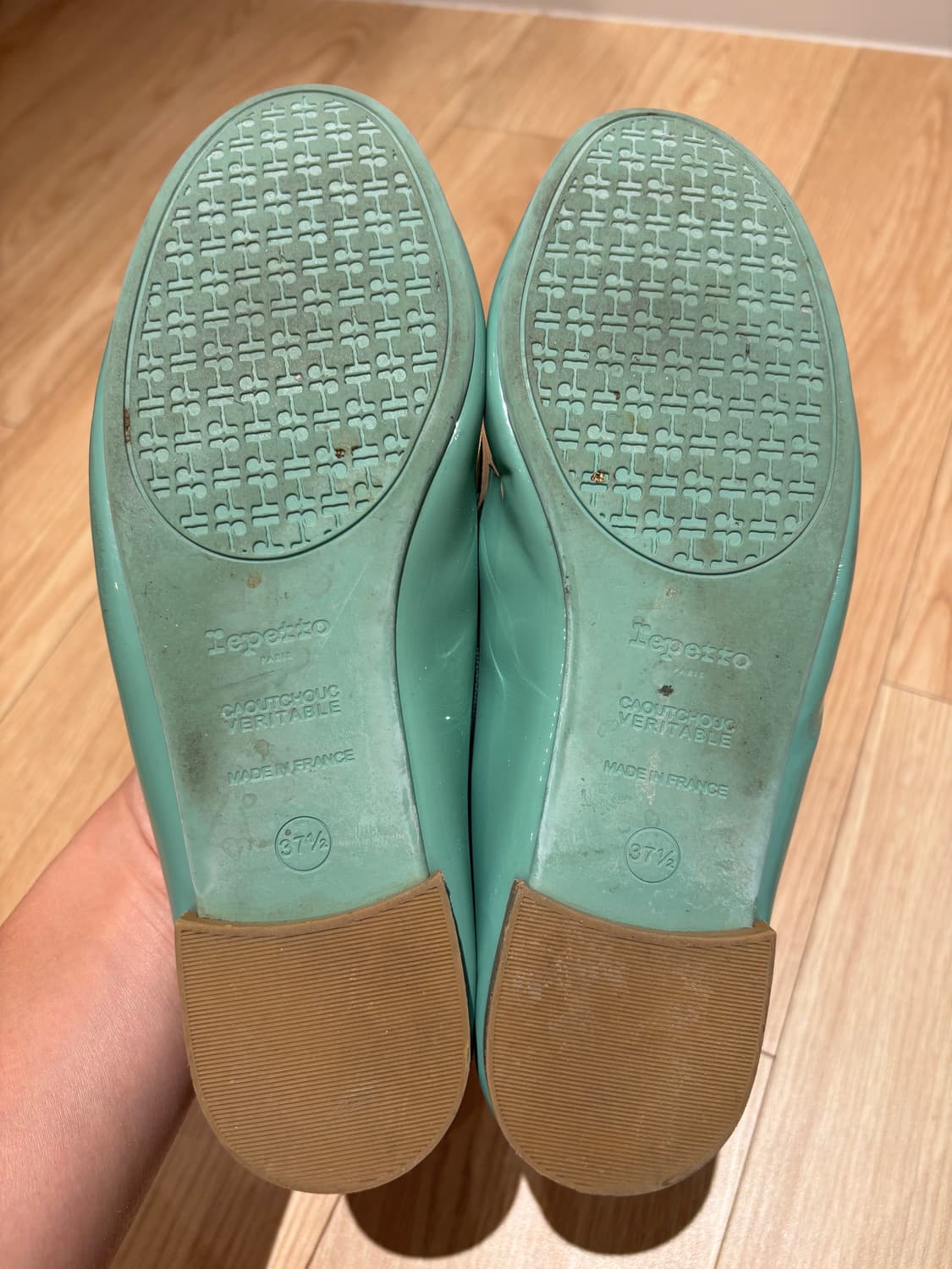 [37.5] 레페토 산드리옹 페이턴트 발레리나 플랫 슈즈 민트 상품이미지6