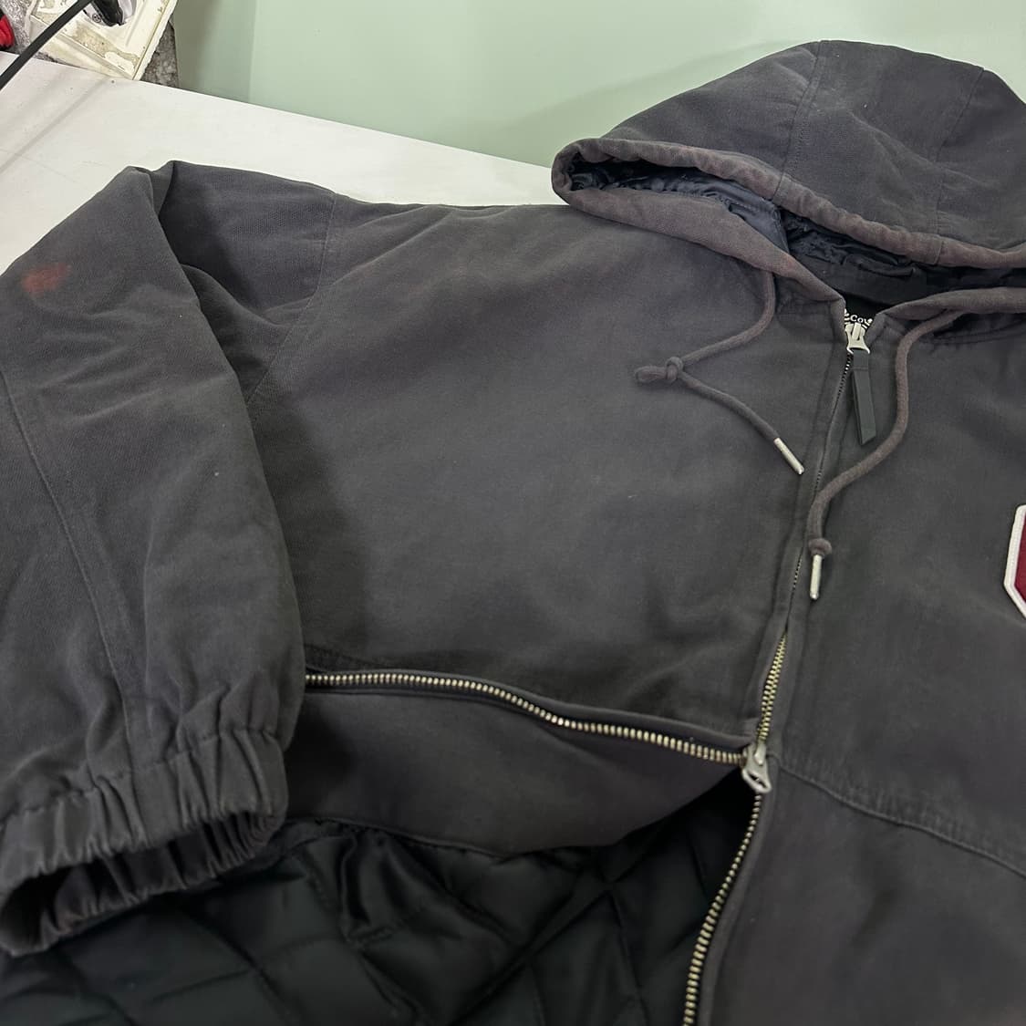 L-XL 커버낫 오버핏 빈티지워시드 투웨이 진그레이 후디 액티브점퍼 상품이미지3