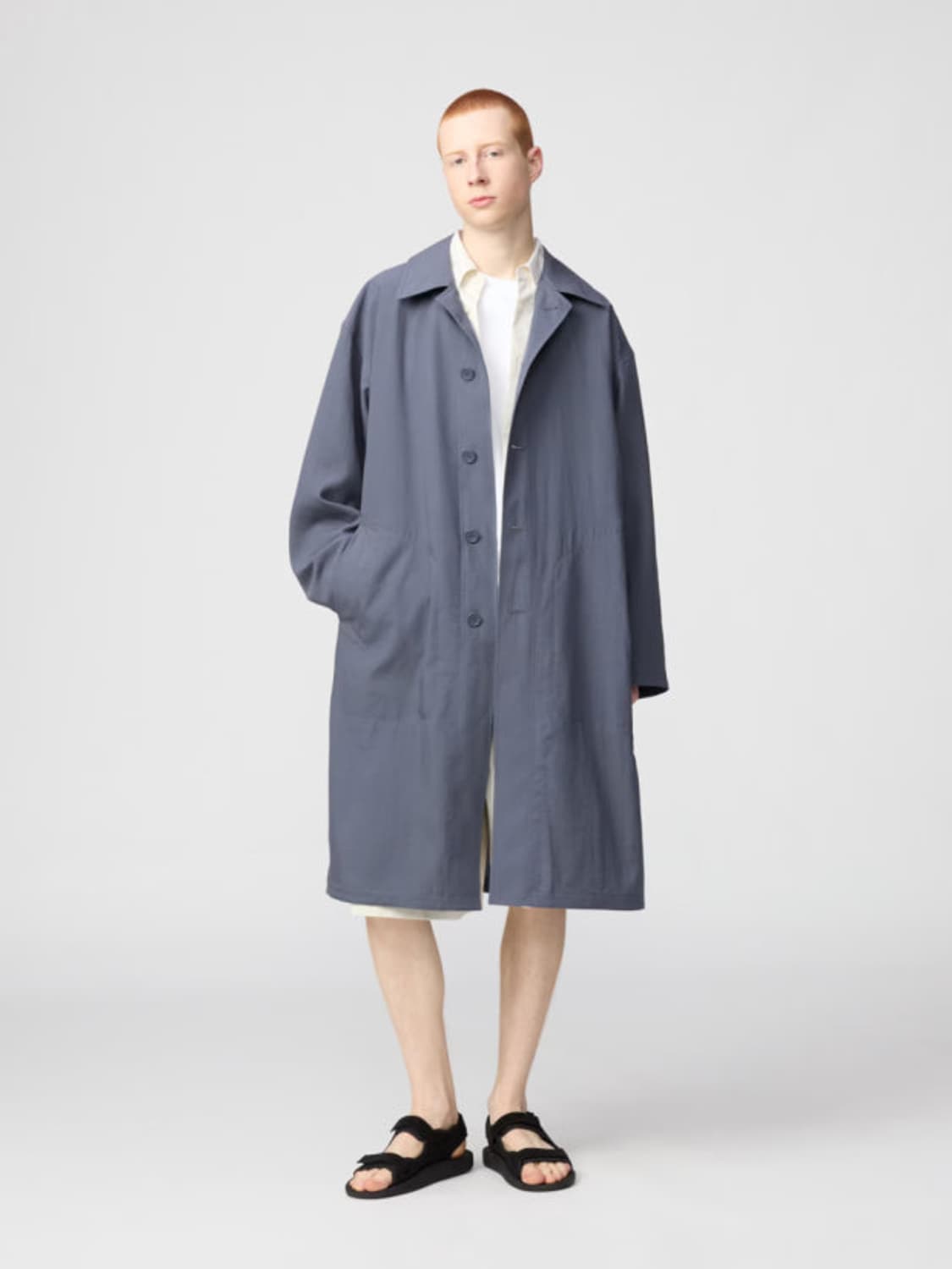 유니클로U/ 오버사이즈 싱글브레스트 코트 그레이/ XXL 상품이미지4