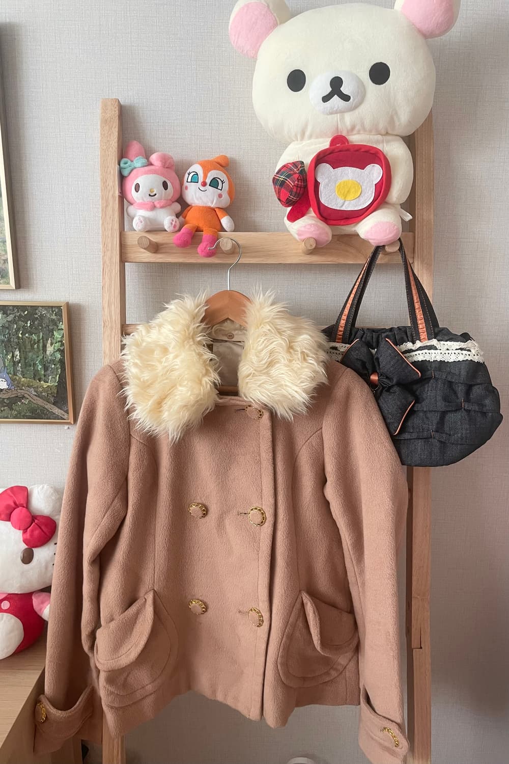 모리걸 빈티지 라떼갸루 베이지 카라 퍼 숏코트 🧡🤎 상품이미지1