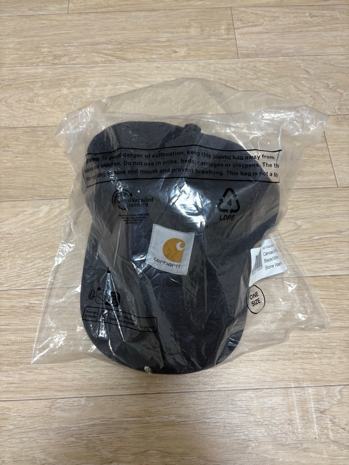 칼하트 캔버스 6-패널 캡 블랙/화이트 스톤 워시드 새상품 상품이미지2