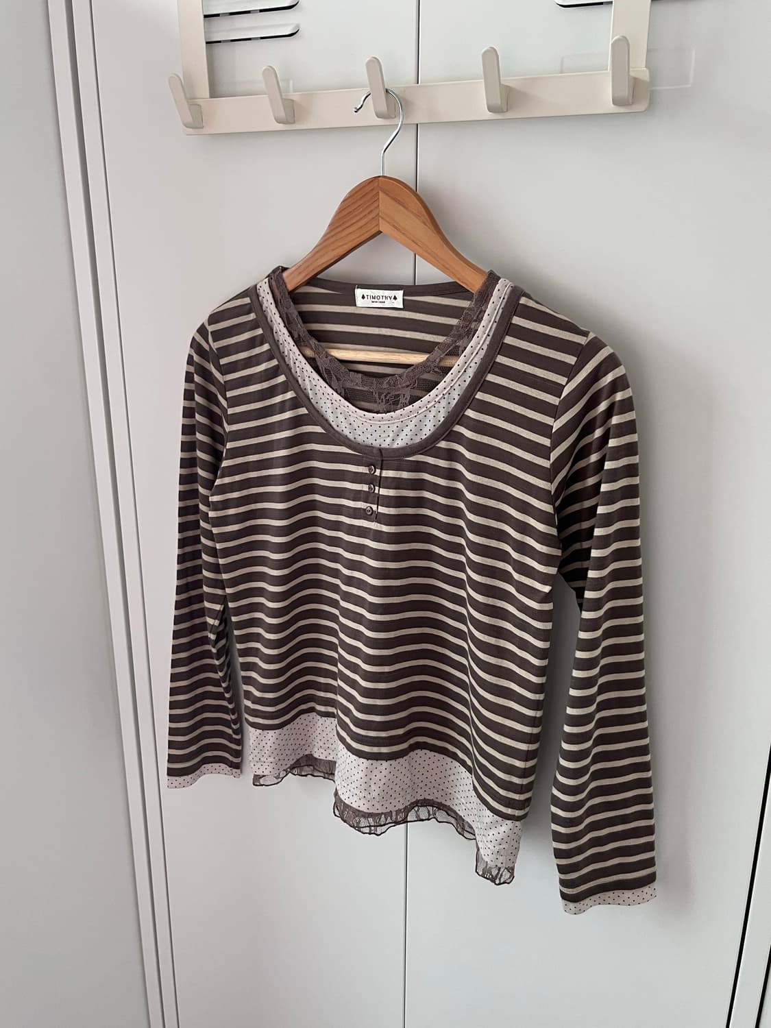 Timothy 도트 스트라이프 레이어드 롱 슬리브 상품이미지1